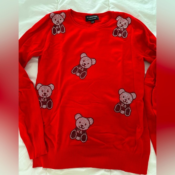 Red teddy bear sweater - Picture 1 of 2